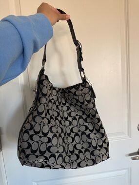 Coach Penelope Monogram Signature Hobo Shoulder Bag – Black & Gray